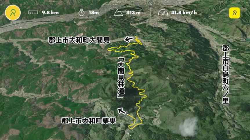 林道 大和町大間見〜大和町母袋